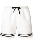 Gcds Contrast Stripe Swim Shorts - White
