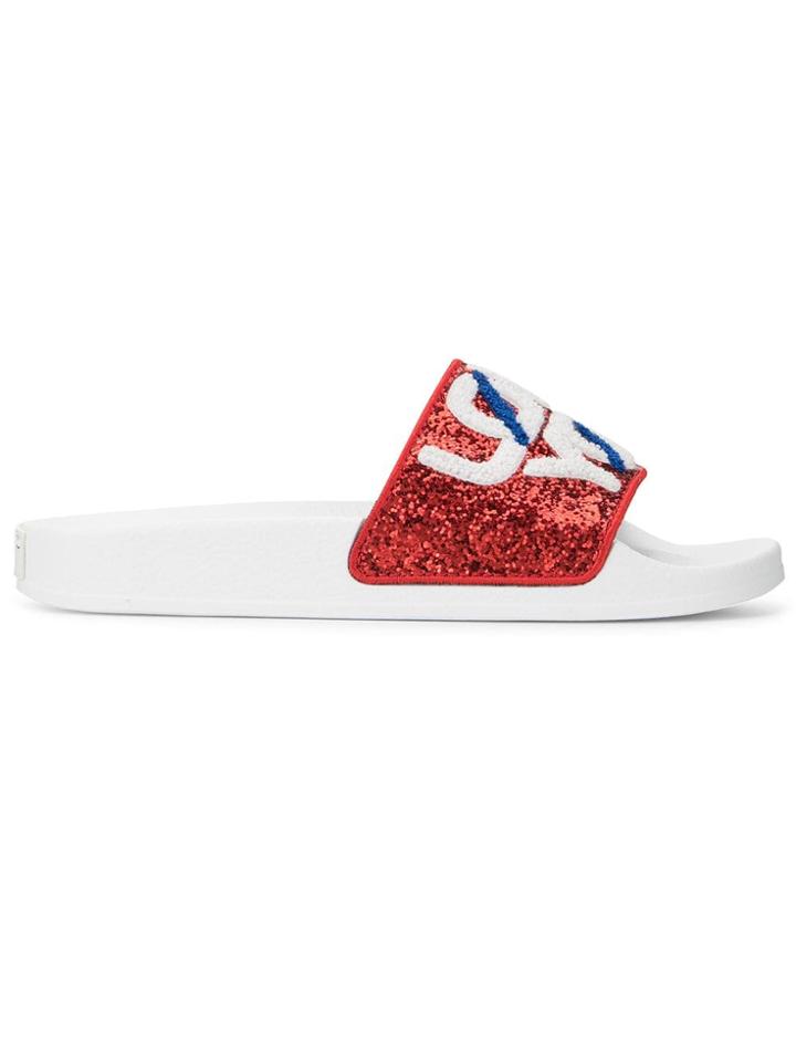 Red Valentino Red(v) Sequin Slides - White