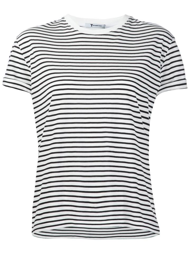 T By Alexander Wang Striped T-shirt, Women's, Size: M, White, Cotton