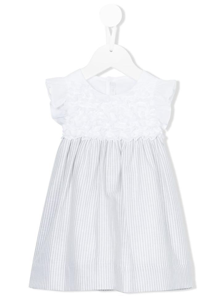 Il Gufo - Ruffled And Striped Dress - Kids - Cotton/linen/flax - 9 Mth, White