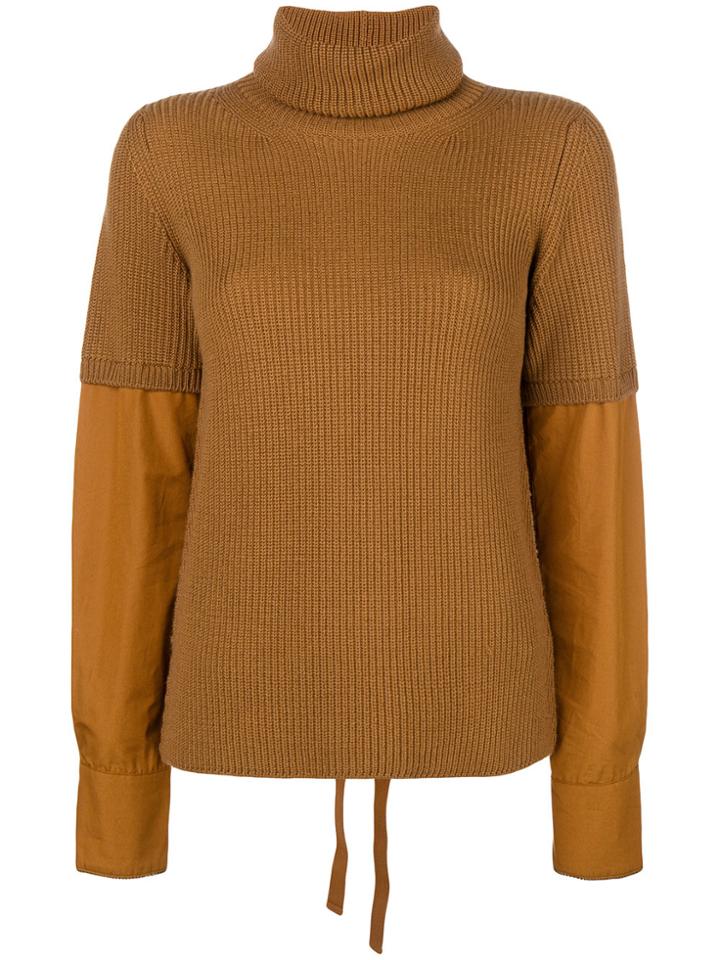 No21 Poplin Sleeve Jumper - Brown