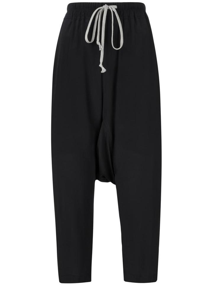 Rick Owens Drawstring Cropped Trousers, Women's, Size: 44, Black, Acetate/silk