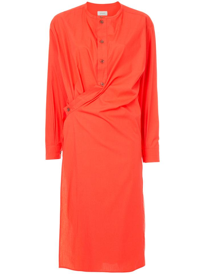 Lemaire Ruched Button Up Dress - Red