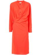 Lemaire Ruched Button Up Dress - Red