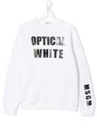 Msgm Kids Teen Slogan Print Sweatshirt - White