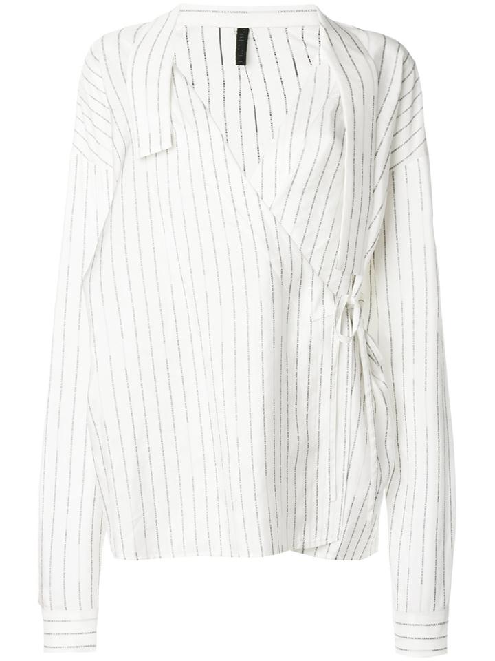 Unravel Project Logo Stripe Wrap Shirt - White