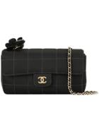Chanel Vintage Camellia Chain Shoulder Bag - Black