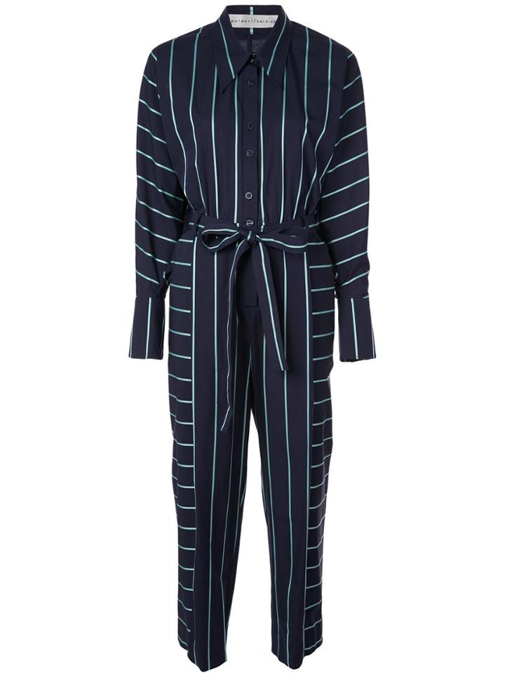 Palmer / Harding Striped Shirt Jumpsuit - Blue