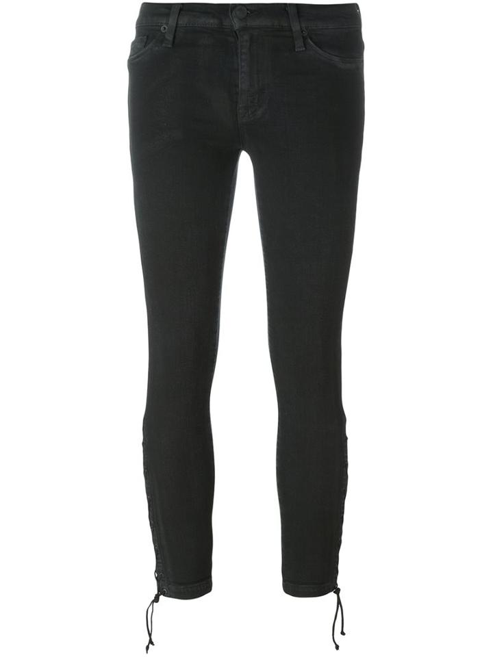 Hudson Tie Hem Skinny Cropped Trousers, Women's, Size: 24, Black, Viscose/cotton/lyocell/spandex/elastane