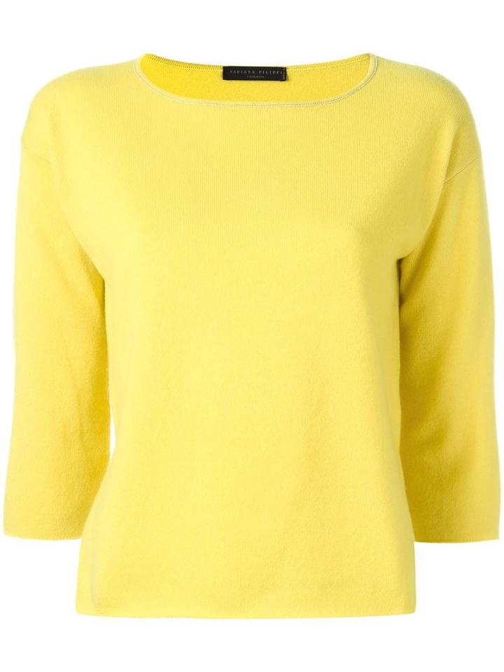 Fabiana Filippi Boat Neck Jumper, Women's, Size: 46, Yellow/orange, Cashmere