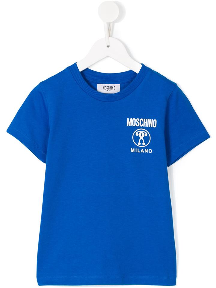 Moschino Kids Logo Print T-shirt, Toddler Boy's, Size: 5 Yrs, Blue