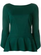 Talbot Runhof Ruffled Hem Blouse - Green
