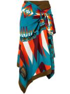 Sacai Printed Wrap Style Midi Skirt - Blue