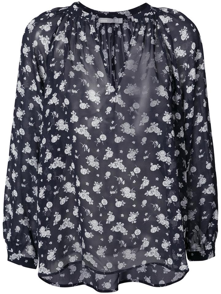 Vince - Floral Print Shirt - Women - Silk - S, Blue, Silk