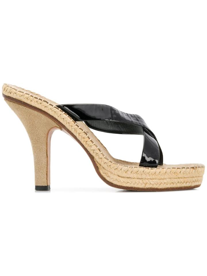 Prada Vintage Criss-cross Slip-on Sandals - Black
