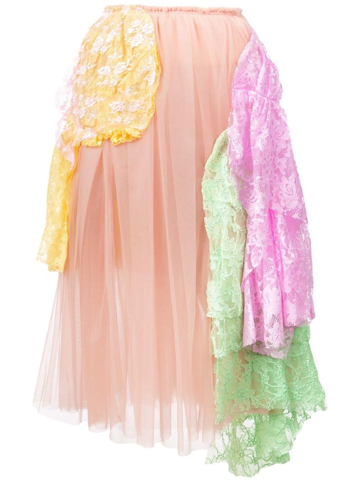 Comme Des Garçons Colour-block Tulle Skirt - Neutrals