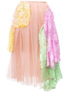 Comme Des Garçons Colour-block Tulle Skirt - Neutrals