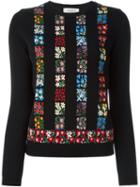 Valentino Floral Intarsia Sweater, Women's, Size: Small, Black, Viscose/cotton/polyester