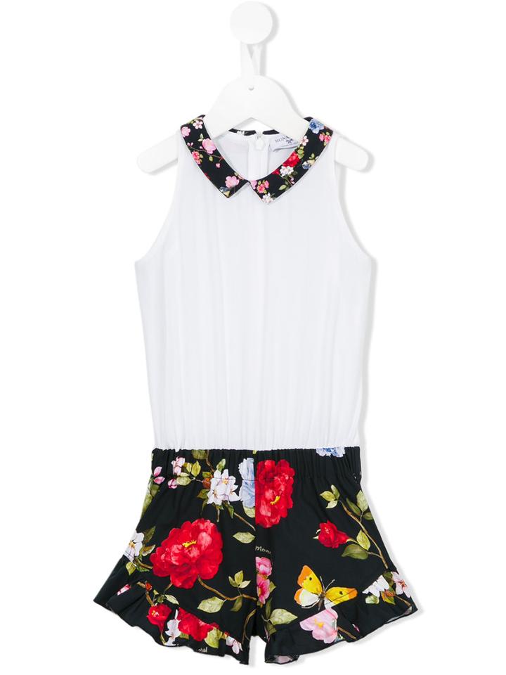 Monnalisa Floral Print Playsuit, Toddler Girl's, Size: 5 Yrs, White