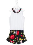 Monnalisa Floral Print Playsuit, Toddler Girl's, Size: 5 Yrs, White
