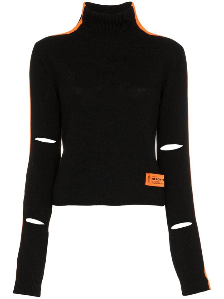 Heron Preston High Neck Stripe Merino Cashmere-blend Sweater - Black