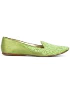 Giorgio Armani Vintage Floral Brocade Effect Ballerina Flats - Green