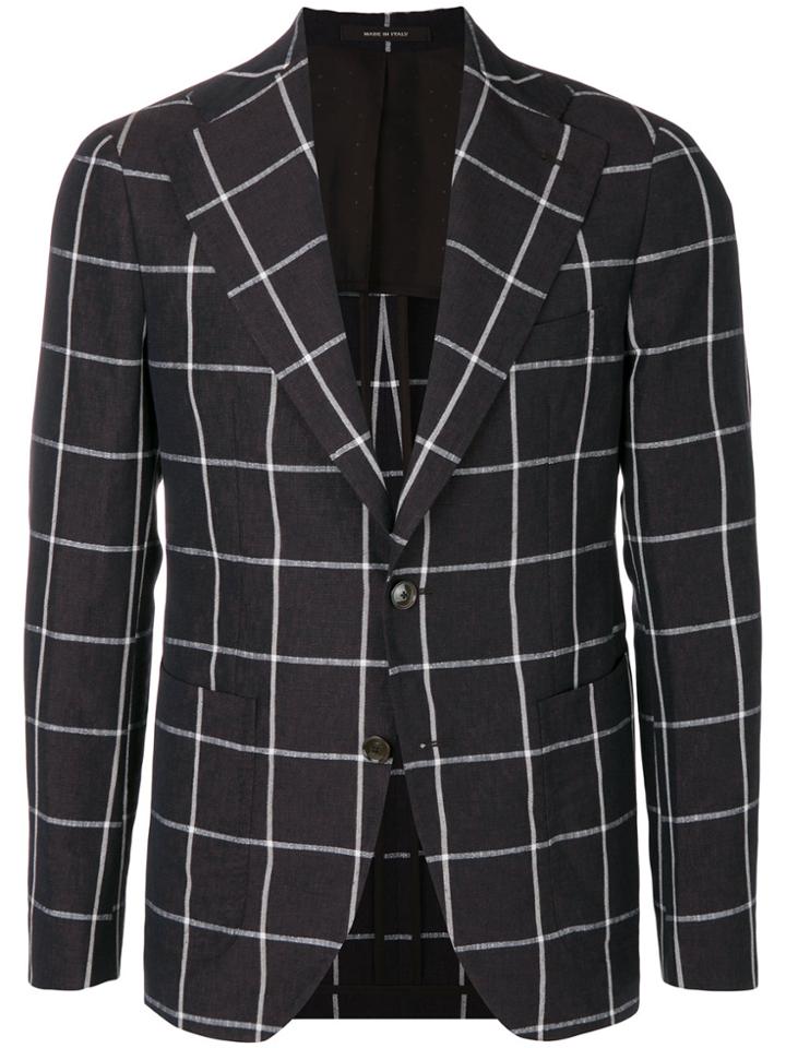 Tagliatore Checked Button Jacket - Blue