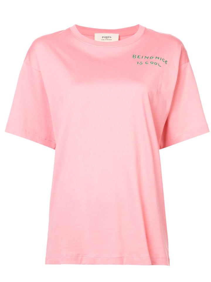 Ports 1961 Stitch Quote T-shirt - Pink & Purple