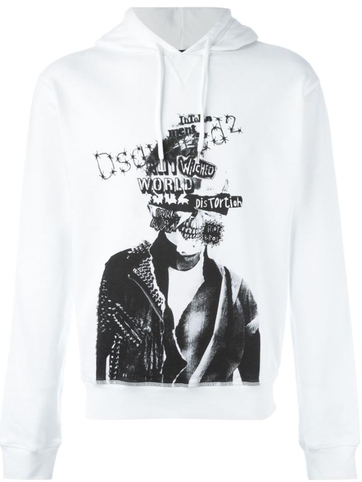 Dsquared2 Skeleton Punk Hoodie, Men's, Size: Medium, White, Cotton