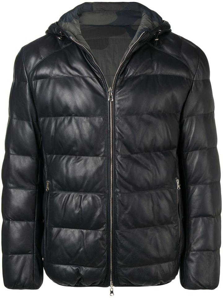 Eleventy Reversible Padded Leather Jacket - Black