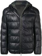 Eleventy Reversible Padded Leather Jacket - Black