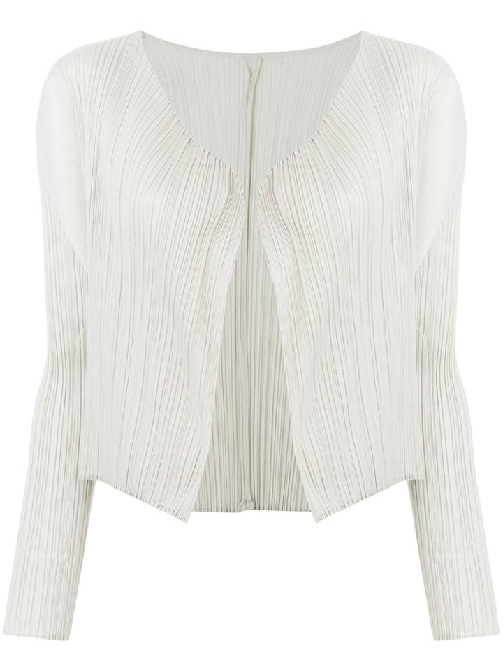 Pleats Please By Issey Miyake Pleated Cropped Jacket - Nude & Neutrals