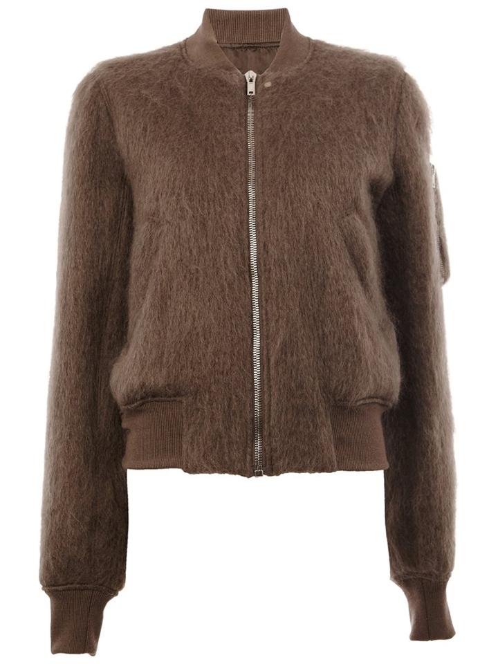 Rick Owens Raglan Bomber Jacket, Women's, Size: 44, Brown, Cotton/nylon/cupro/wool