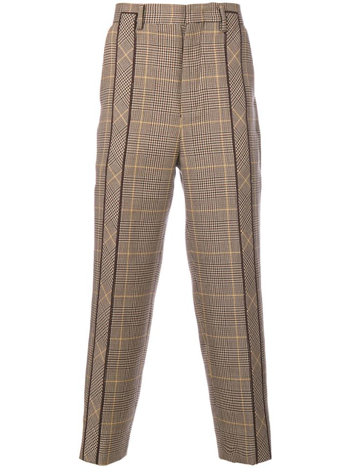 Wooyoungmi Pleated Plaid Tailored Trousers - Brown