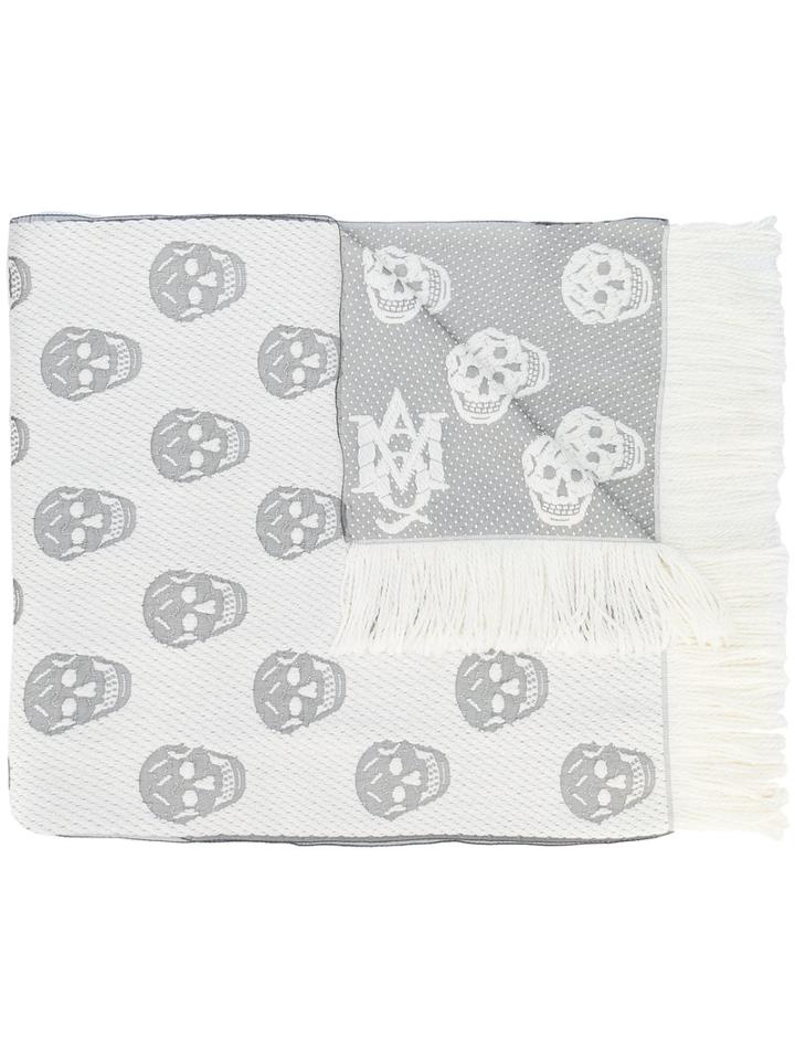 Alexander Mcqueen - Large Skull Knit Scarf - Women - Silk/wool - One Size, White, Silk/wool
