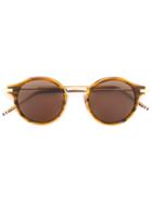 Thom Browne Eyewear Round Walnut & 12k Gold Sunglasses