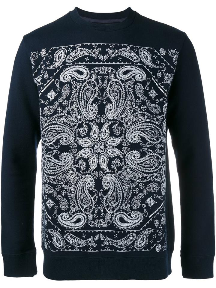 White Mountaineering Paisley Embroidery Sweatshirt, Men's, Size: 1, Blue, Cotton