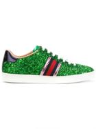 Gucci Gg Web Ace Glitter Sneakers - Green