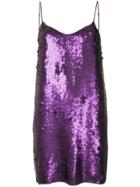 Tibi Sequin Slip Dress - Purple