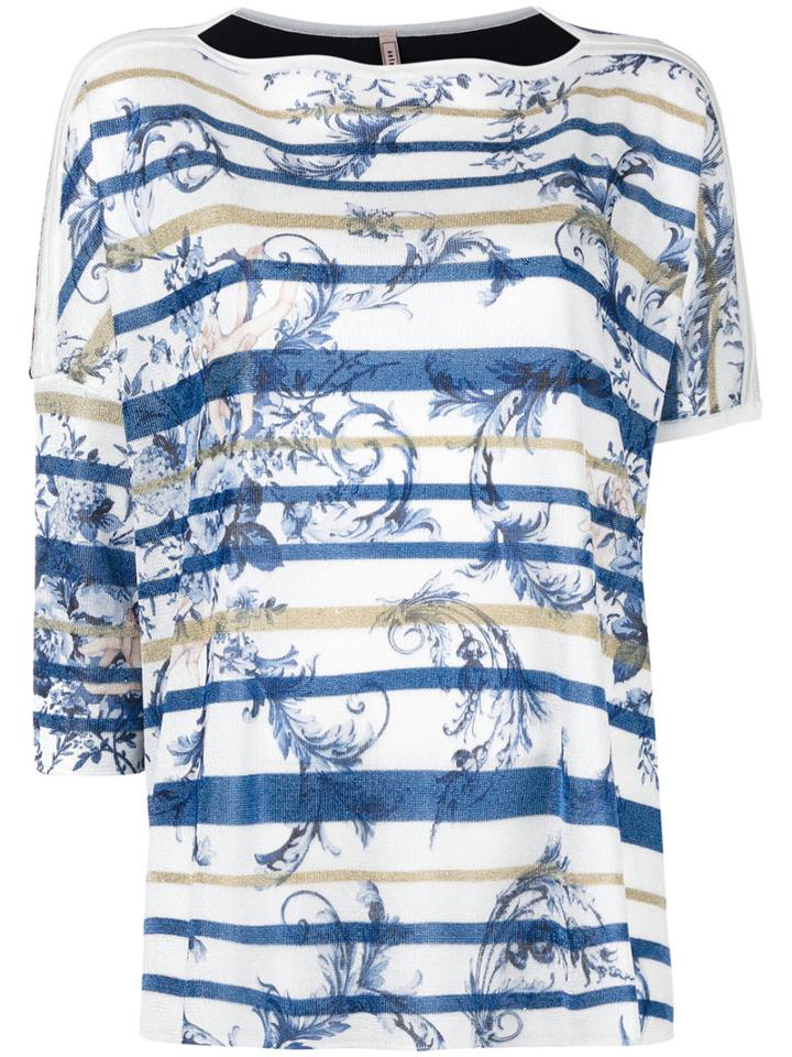 Antonio Marras Leaf Print Top, Women's, Size: Large, White, Cotton/viscose/polyester/metallized Polyester