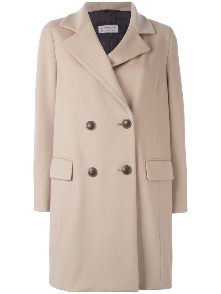 Alberto Biani Double Breasted Coat, Women's, Size: 42, Nude/neutrals, Acetate/viscose/virgin Wool