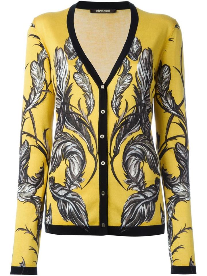 Roberto Cavalli Feather Print Cardigan
