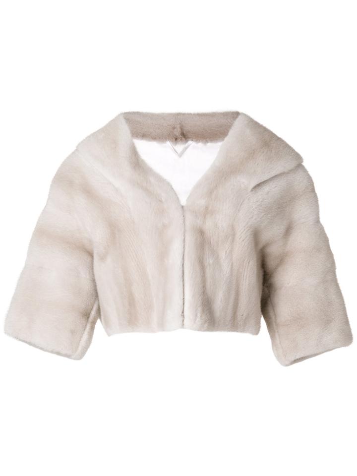 Liska Fur Midi Jacket - Nude & Neutrals