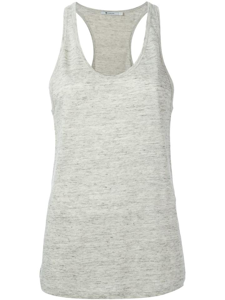 T By Alexander Wang Scoop Neck Tank Top, Women's, Size: Medium, Grey, Linen/flax