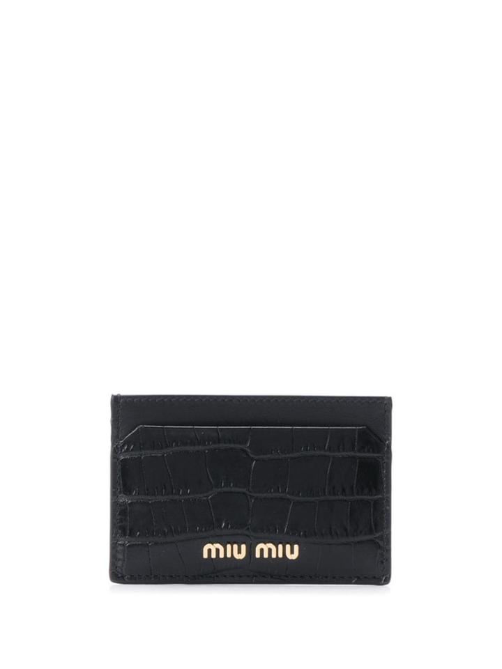 Miu Miu Crocodile Effect Logo Card Holder - Black