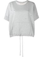 Faith Connexion Drawstring Hem Distressed Sweatshirt