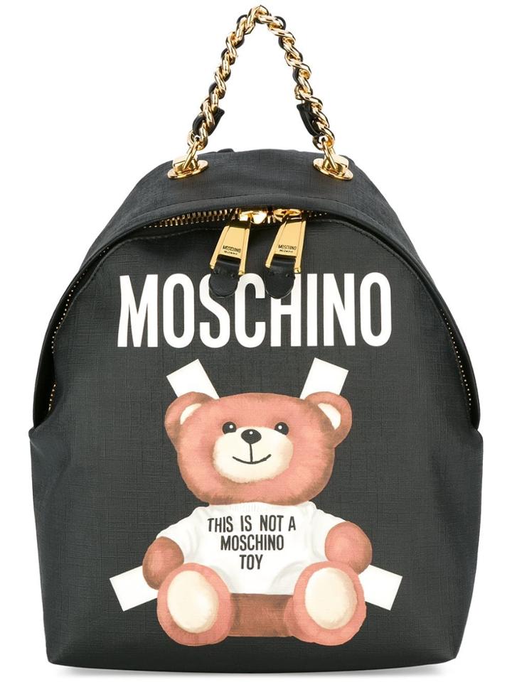 Moschino Toy Bear Paper Cut Out Print Backpack - Black