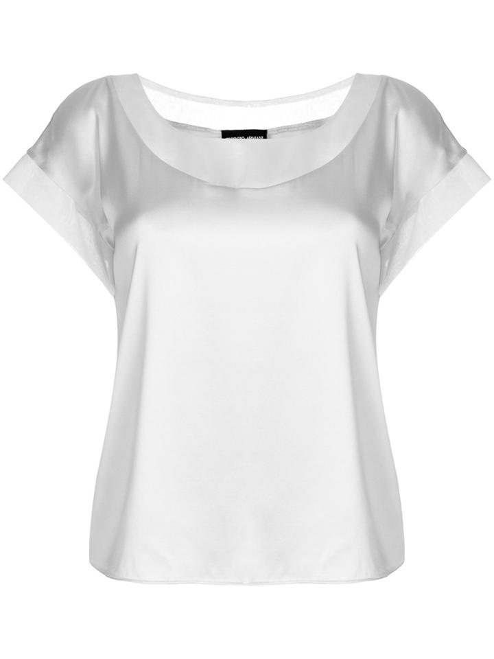 Giorgio Armani Sheer Trim Blouse - Grey