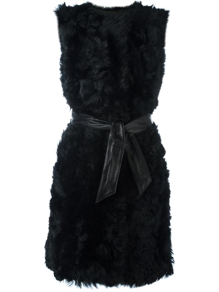 Drome Sleeveless Fur Coat, Women's, Size: Small, Black, Lamb Fur/lamb Skin