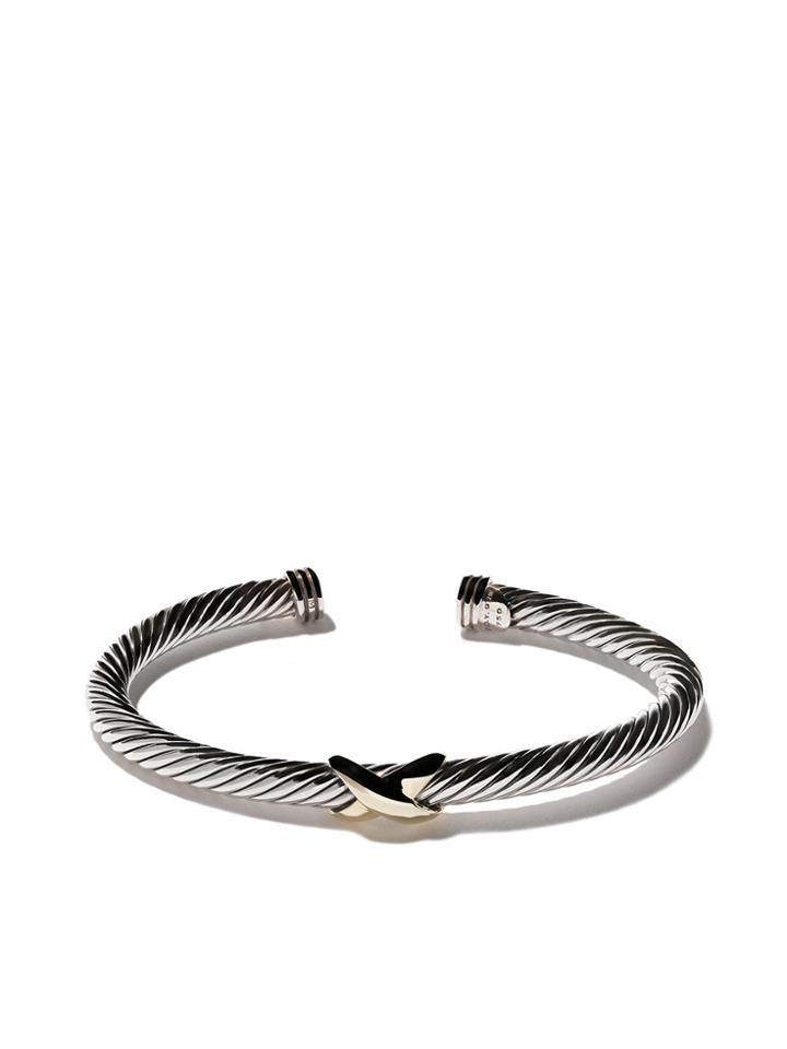 David Yurman 18kt Yellow Gold X Thin Cuff Bracelet - Metallic